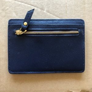 Neiman Marcus Leather Wallet Card Organizer - Navy